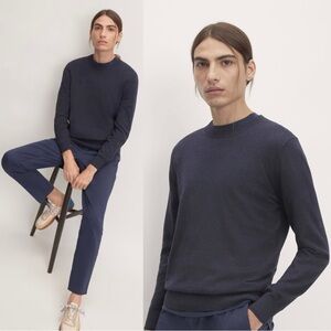 Everlane The No Sweat Crewneck Sweater Uniform Size XXL NWT Heathered Midnight